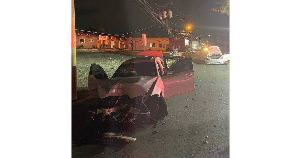 Westfield Police Driver of Stolen Car Crashes with Tesla, 2 Poles