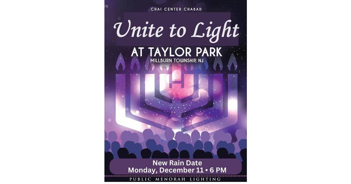 Millburn Menorah Lighting is Now Dec. 11 at 6 PM Millburn/Short Hills