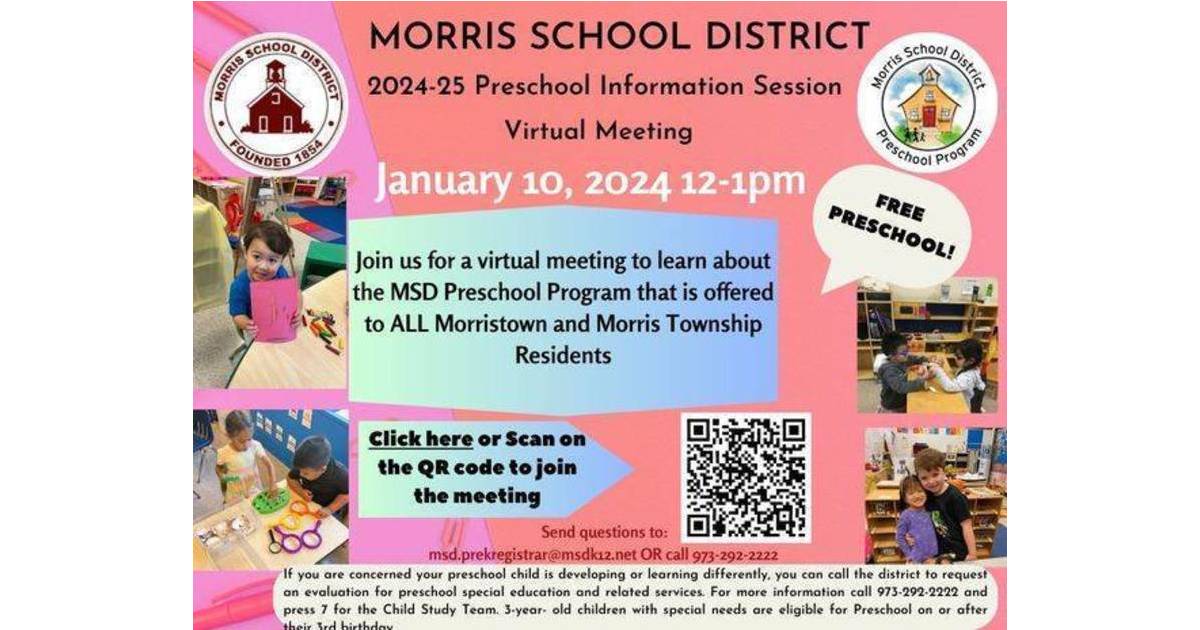 Morris School District Preschool Registration Opens January 15 Morristown, NJ News TAPinto