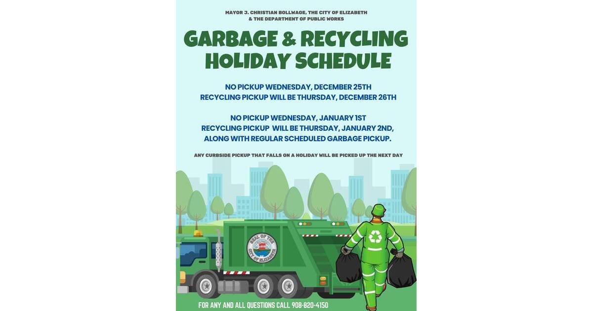 Elizabeth Nj Garbage Schedule 2027