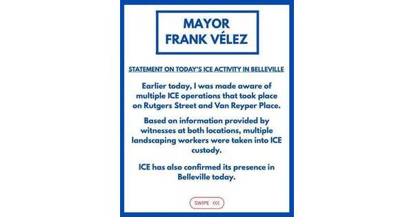 Mayor Frank Velez Confirms ICE Activity in Belleville, Local Landscapers Taken into Custody
