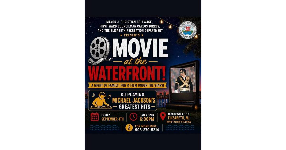 City of Elizabeth to Host "Movie at the Waterfront" Featuring Michael Jackson-Themed Night