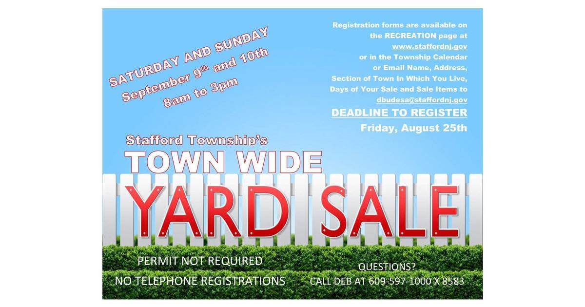 Stafford Town Wide Yard Sale is Set for September 9 and 10 Stafford