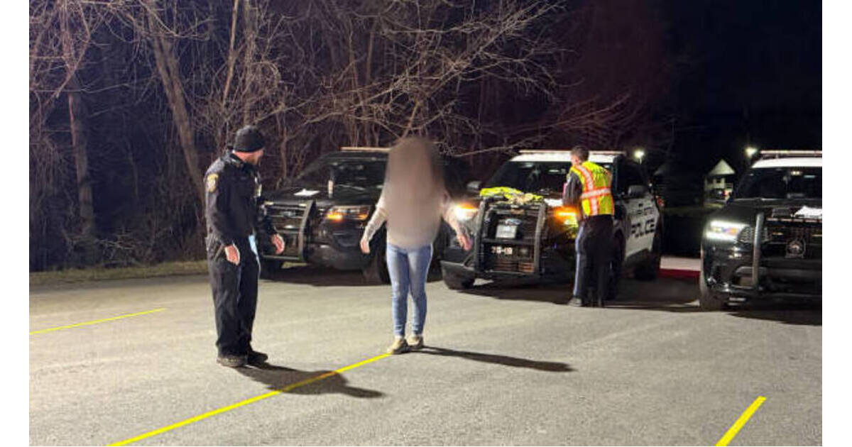 DUI checkpoint sign on a residential road