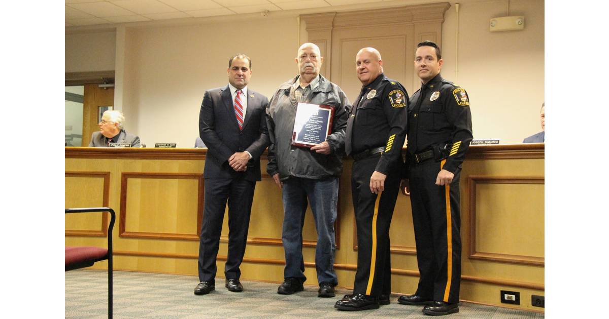 WoodRidge Council Honors Retiring Auxilary Police Officer Hasbrouck