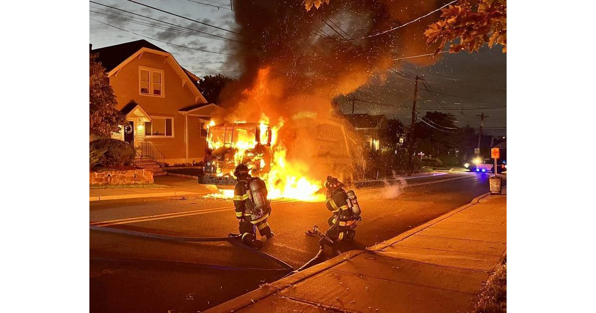WoodRidge FD Douses Early Morning Garbage Truck Fire Hasbrouck