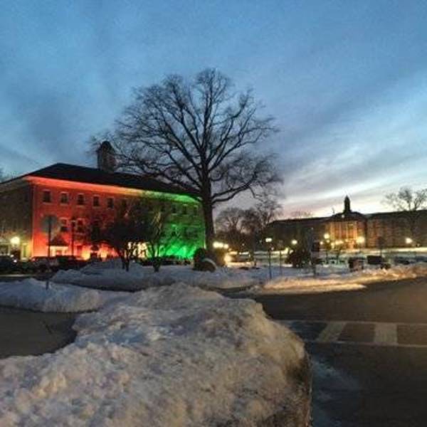 Nutley Town Hall Lit Up in Colors of PanAfrican Flag For Black History