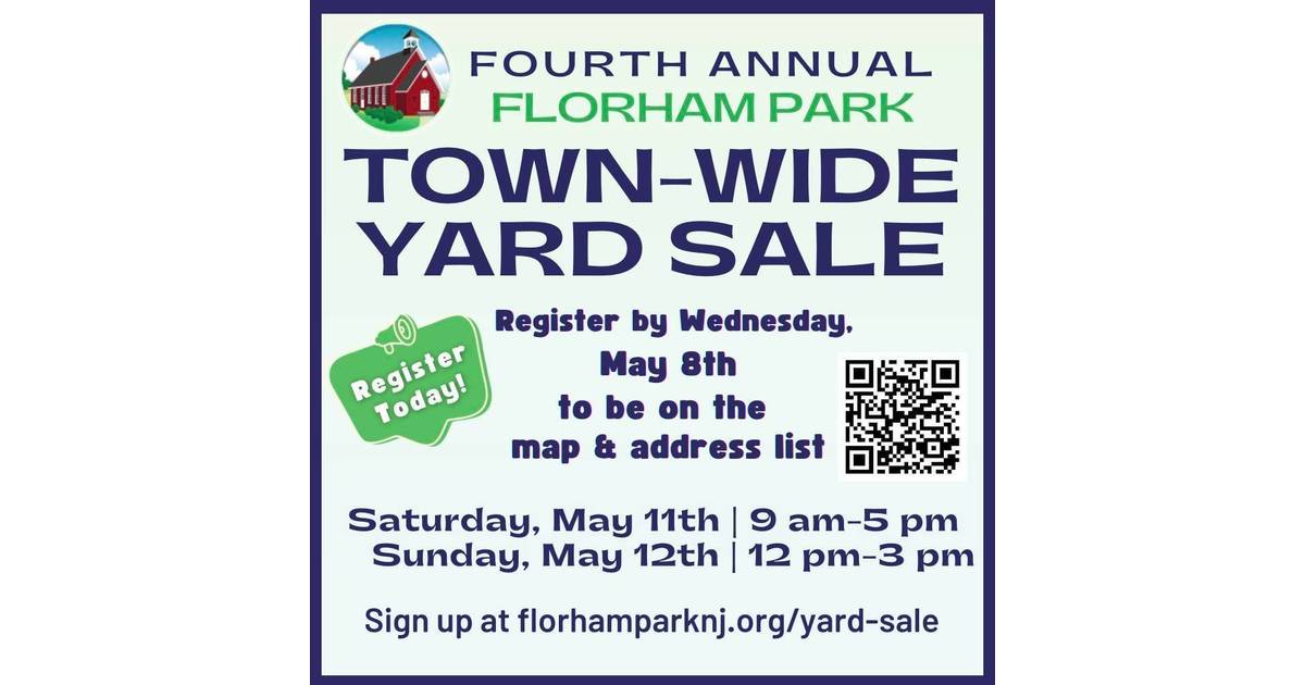 Register by May 8th to Participate in Florham Park TownWide Yard Sale
