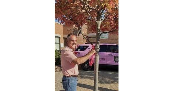 Hillsborough Ties Pink Ribbons on Trees & Posts at Municipal Complex to
