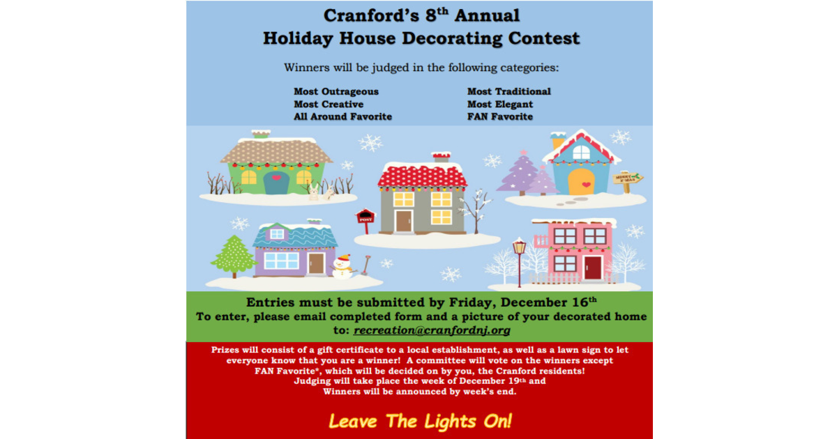 Deck the House Cranford Recreation and Parks 8th Annual Home