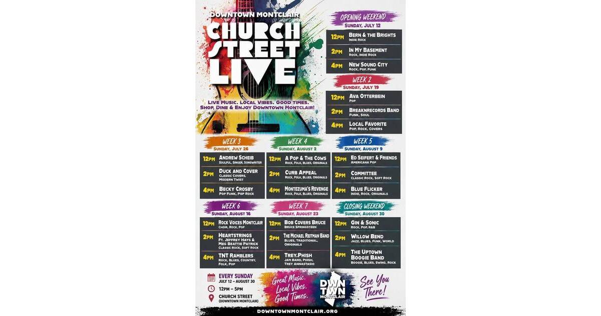 Downtown Montclair Presents 2026 Church Street Live Concert Series