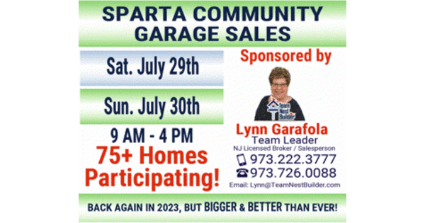 Sparta Townwide Garage Sale, Sat. & Sun. July 29th & 30th, 9AM - 4PM ‼️