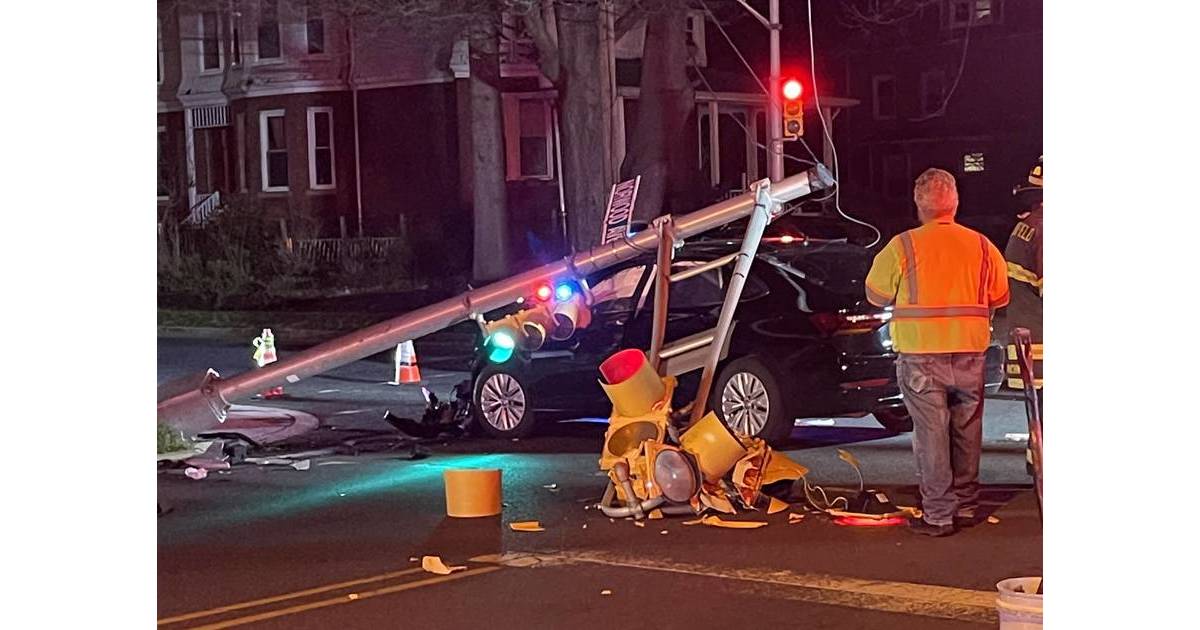 TwoCar Motor Vehicle Accident in Plainfield Takes Out Traffic Pole