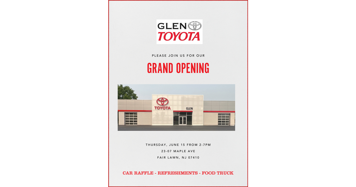 Glen Toyota To Hold Grand Opening of Its New Showroom Fair Lawn/Glen Rock, NJ News TAPinto