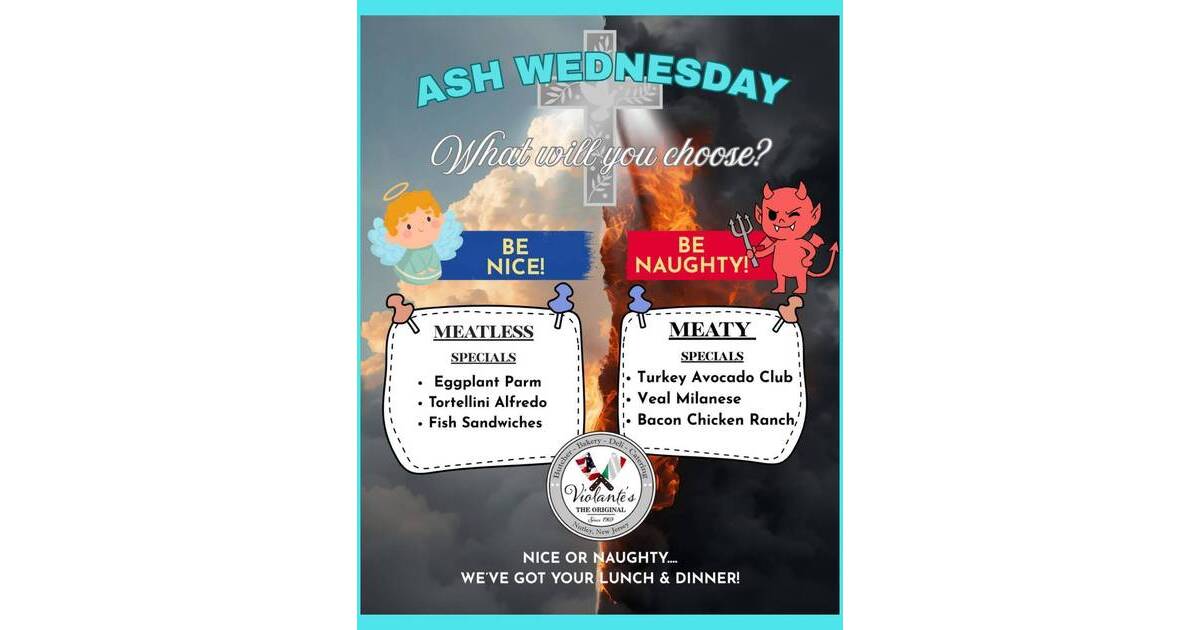 Violante's Naughty or Nice Ash Wednesday Meal Specials