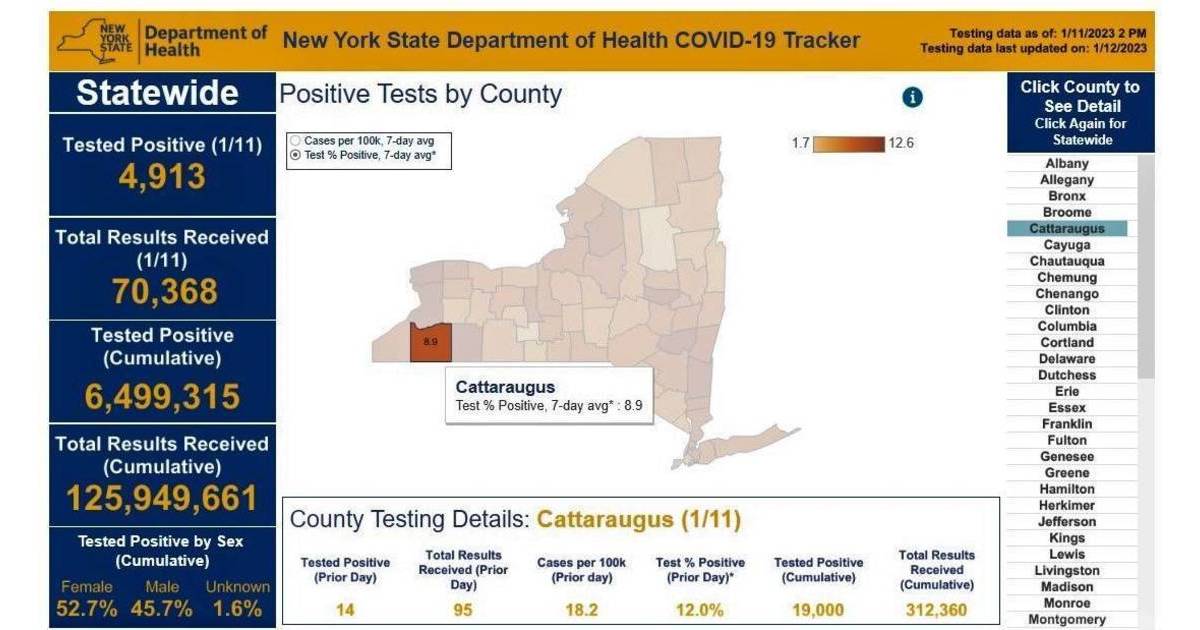 14 Cattaraugus County Residents Test Positive for COVID19 Jan. 11