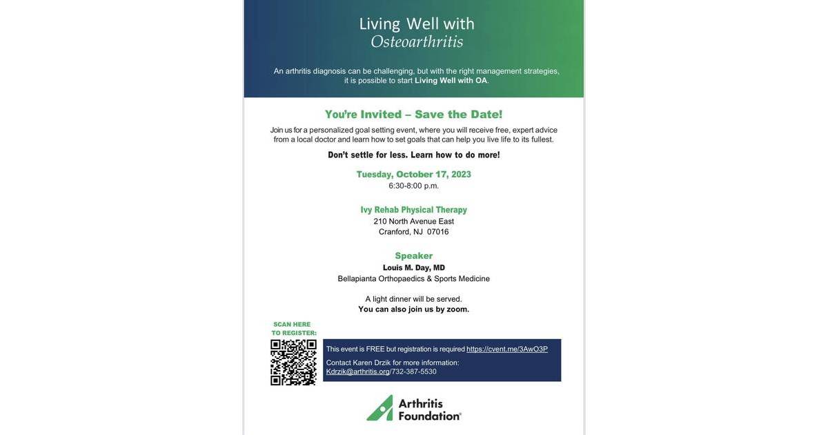 Osteoarthritis Community Outreach Event at Ivy Rehab Physical Therapy