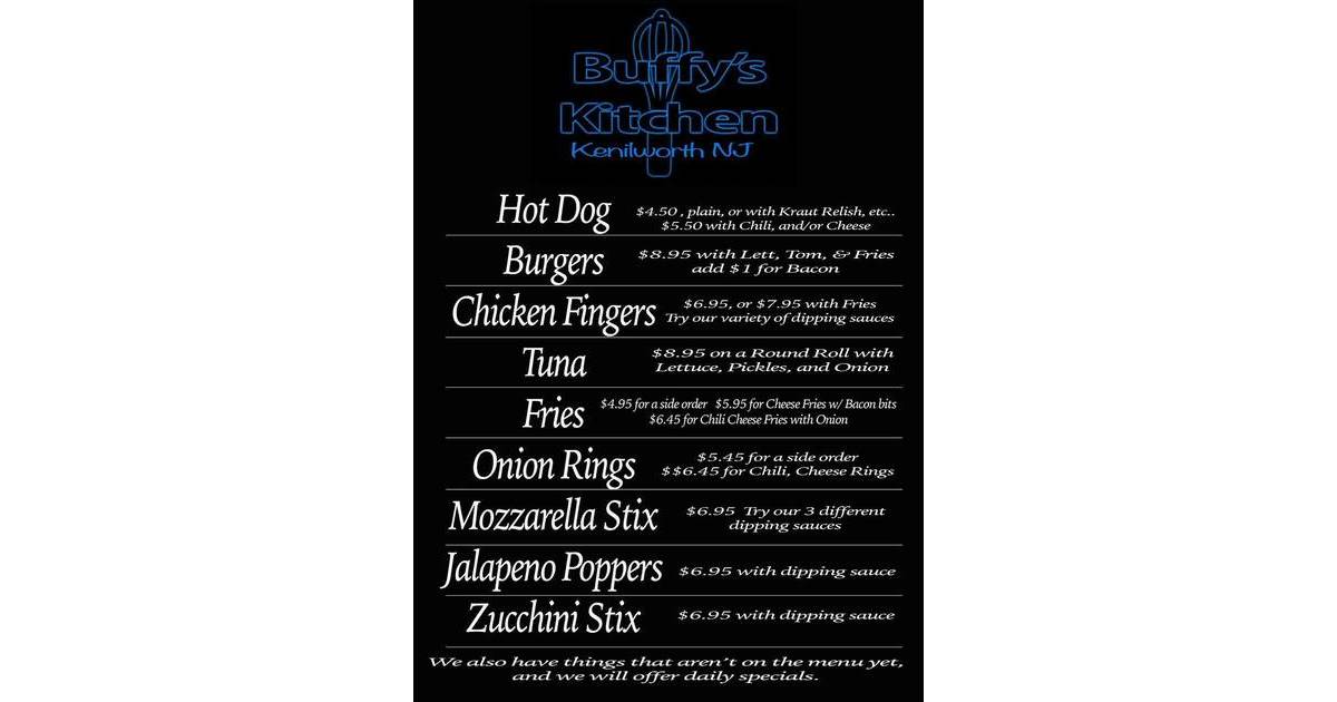 New Menu at Kenilworth's Buffy's Tavern Officially Starts Kenilworth