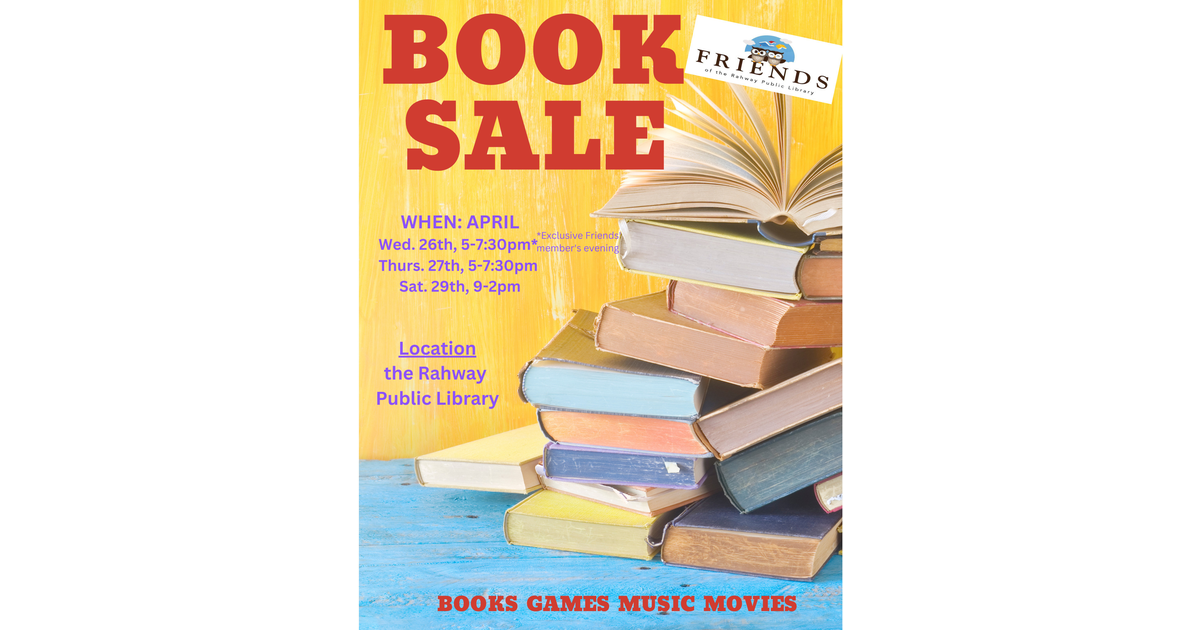 Friends of Rahway Public Library Holding 11th Annual Book Sale This