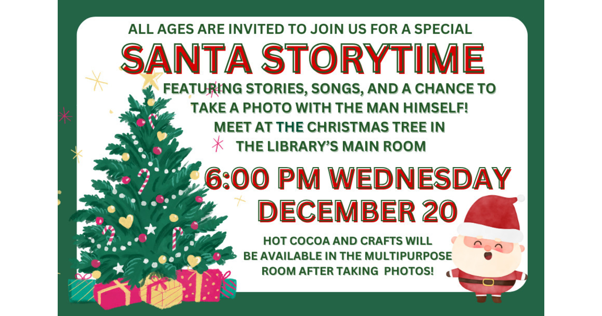 South Plainfield Public Library to Host Santa Storytime with Santa