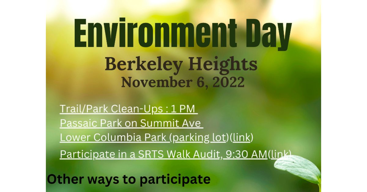 Join Us for Berkeley Heights Environment Day Sunday, November 6