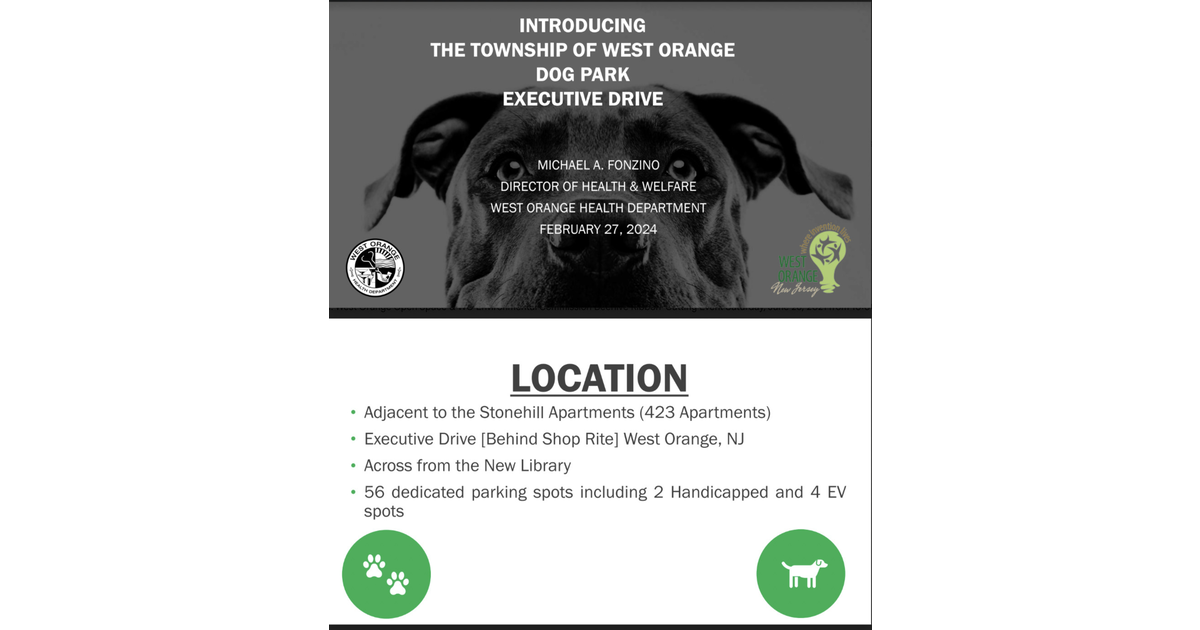 West Orange Dog Park Ordinance Presentation & Discussion at Town