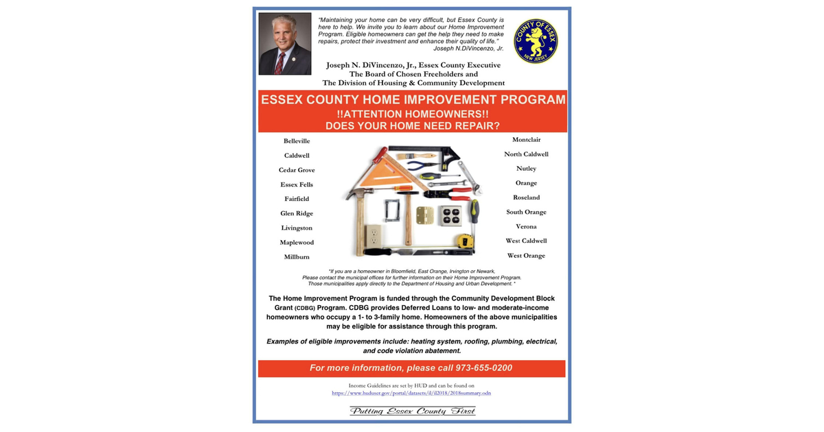 Essex County Home Improvement Program Helps Eligible Low & Moderate