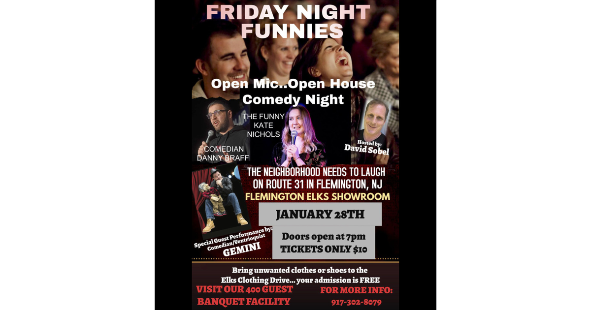 FLEMINGTON ELKS HOSTS FRIDAY NIGHT FUNNIES FOR CLOTHING DRIVE