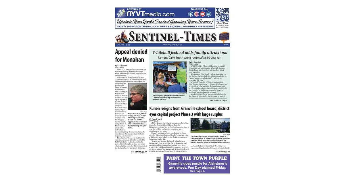 Sentinel-Times, June 18, 2026 | NYVT Media, NY News TAPinto | NYVT