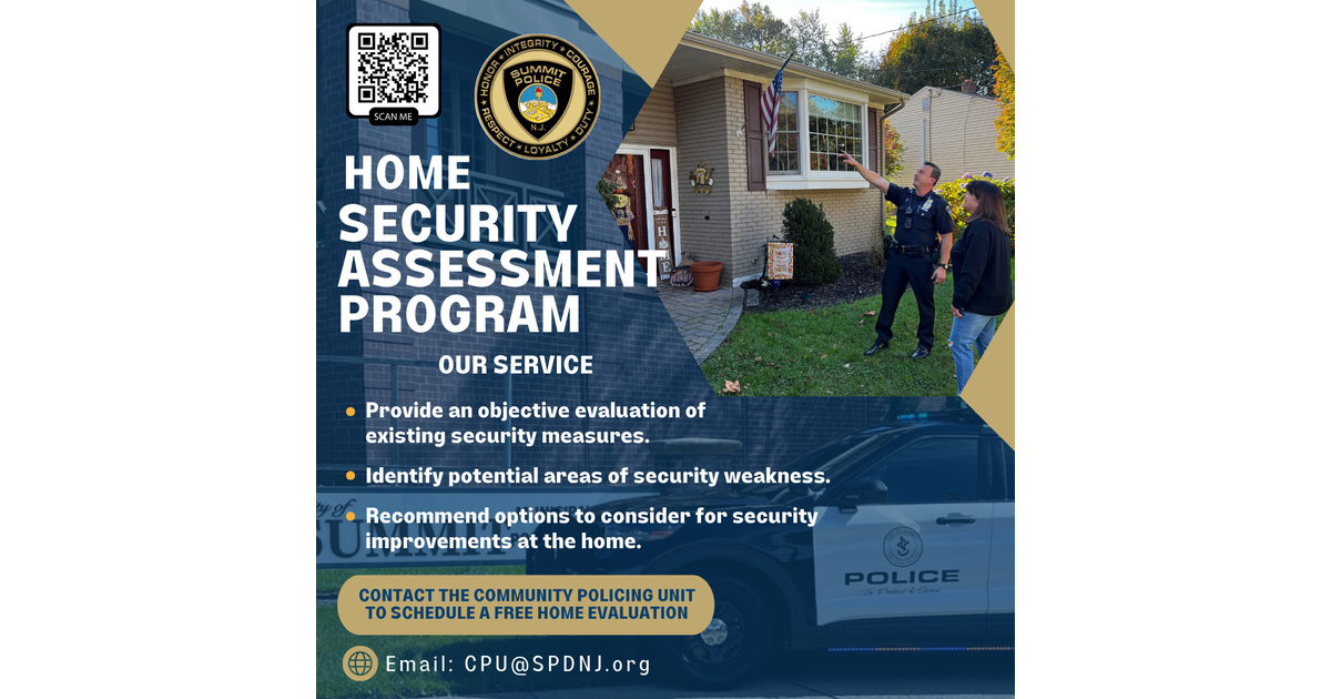 Summit Police Department Announces Home Security Assessment Program Summit, NJ News TAPinto