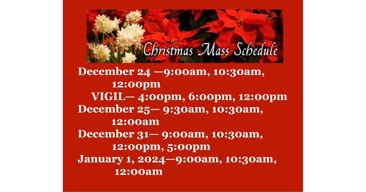 Kenilworth's Church of Saint Theresa Christmas Mass Schedule