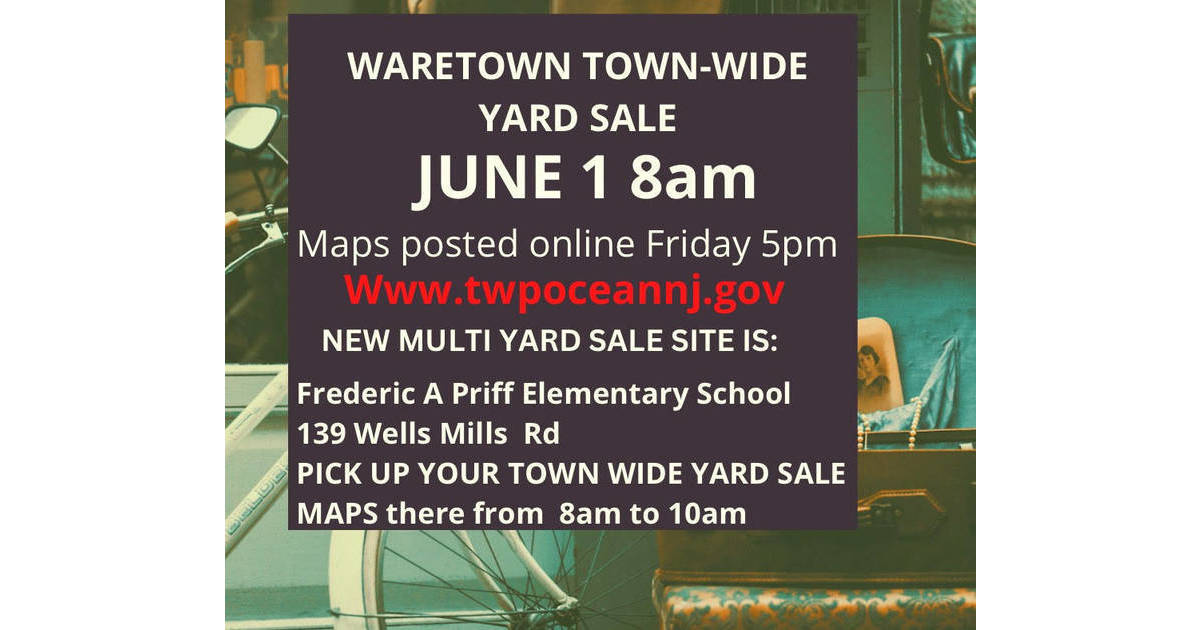 Ocean Township Town Wide Yard Sale on June 1 Barnegat/Waretown, NJ