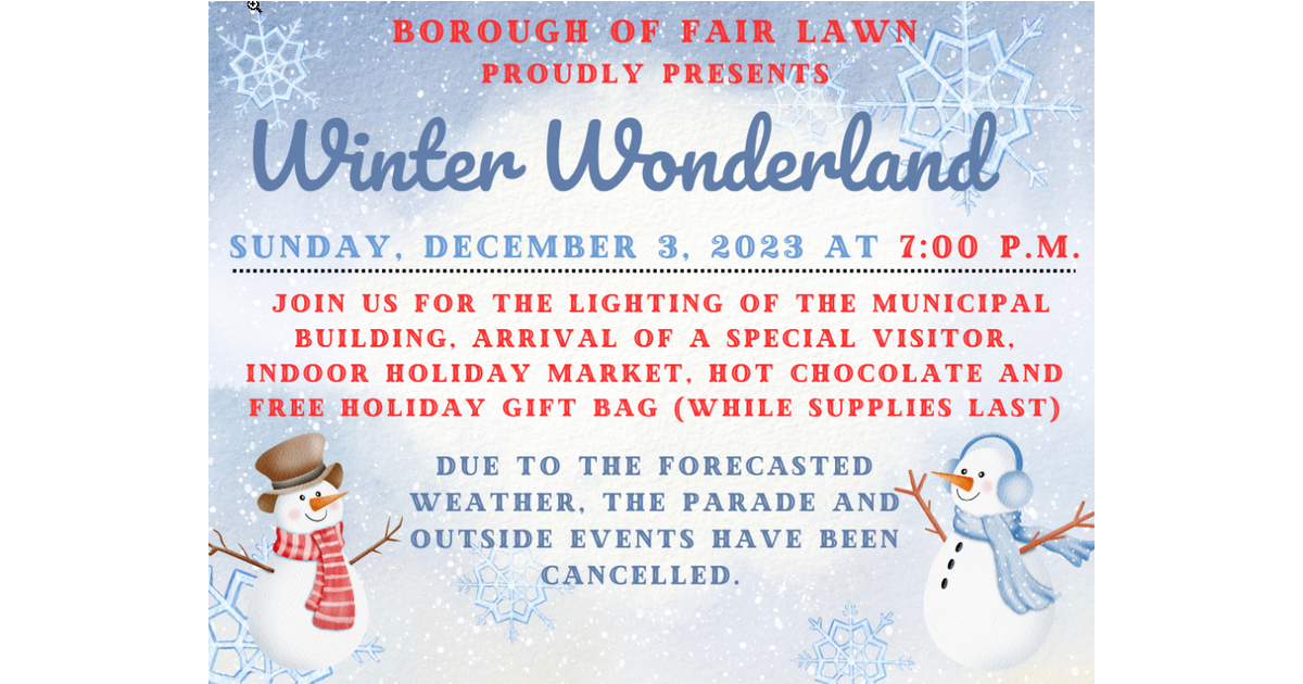 Fair Lawn Winter Wonderland Moves Indoors Due to Rainy Forecast Fair
