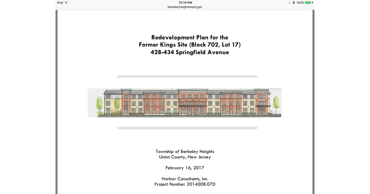 King's Property Redevelopment Plan on Berkeley Heights Township Council