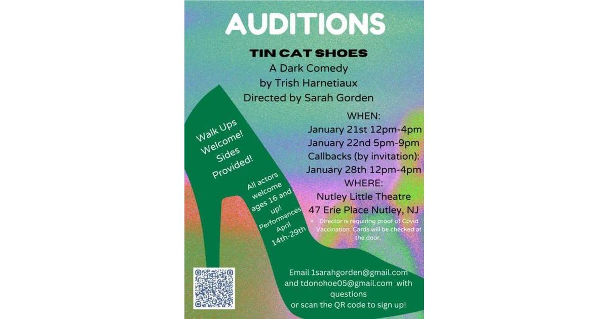 This Weekend Nutley Little Theatre Holds Auditions for 'Tin Cat Shoes