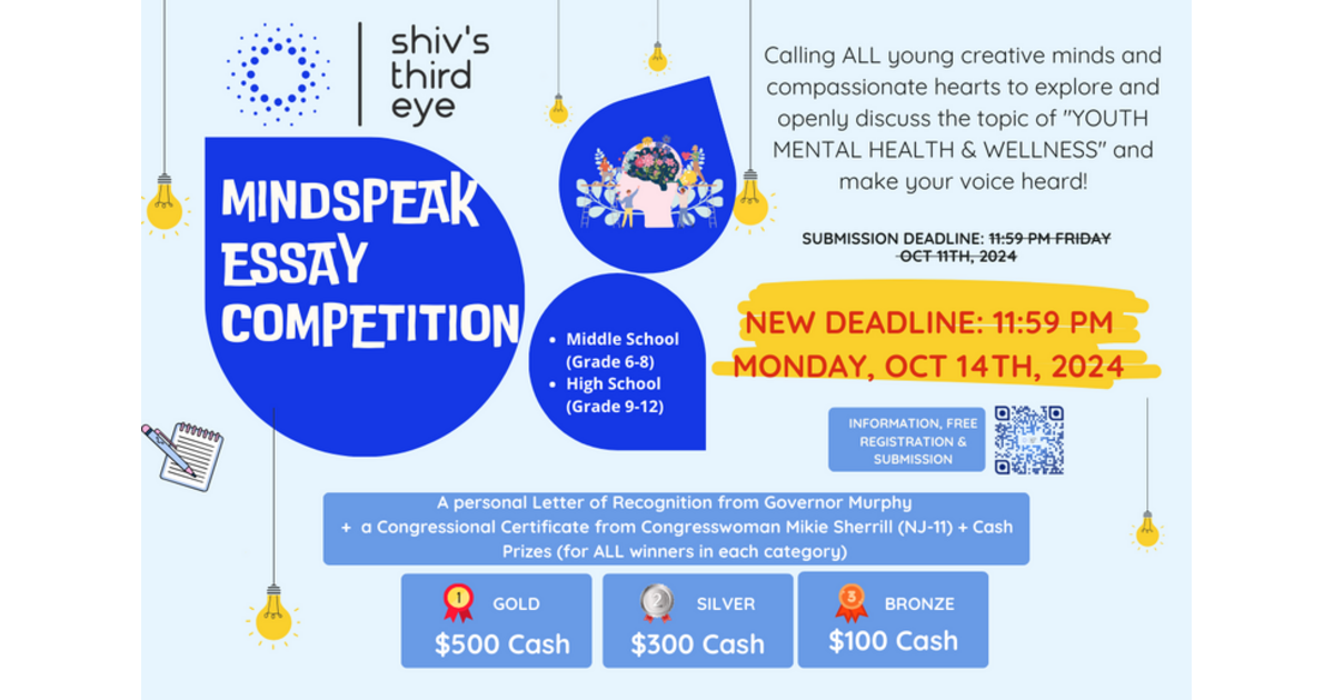 2024 “MindSpeak” Essay Competition Open to All NJ Middle and High