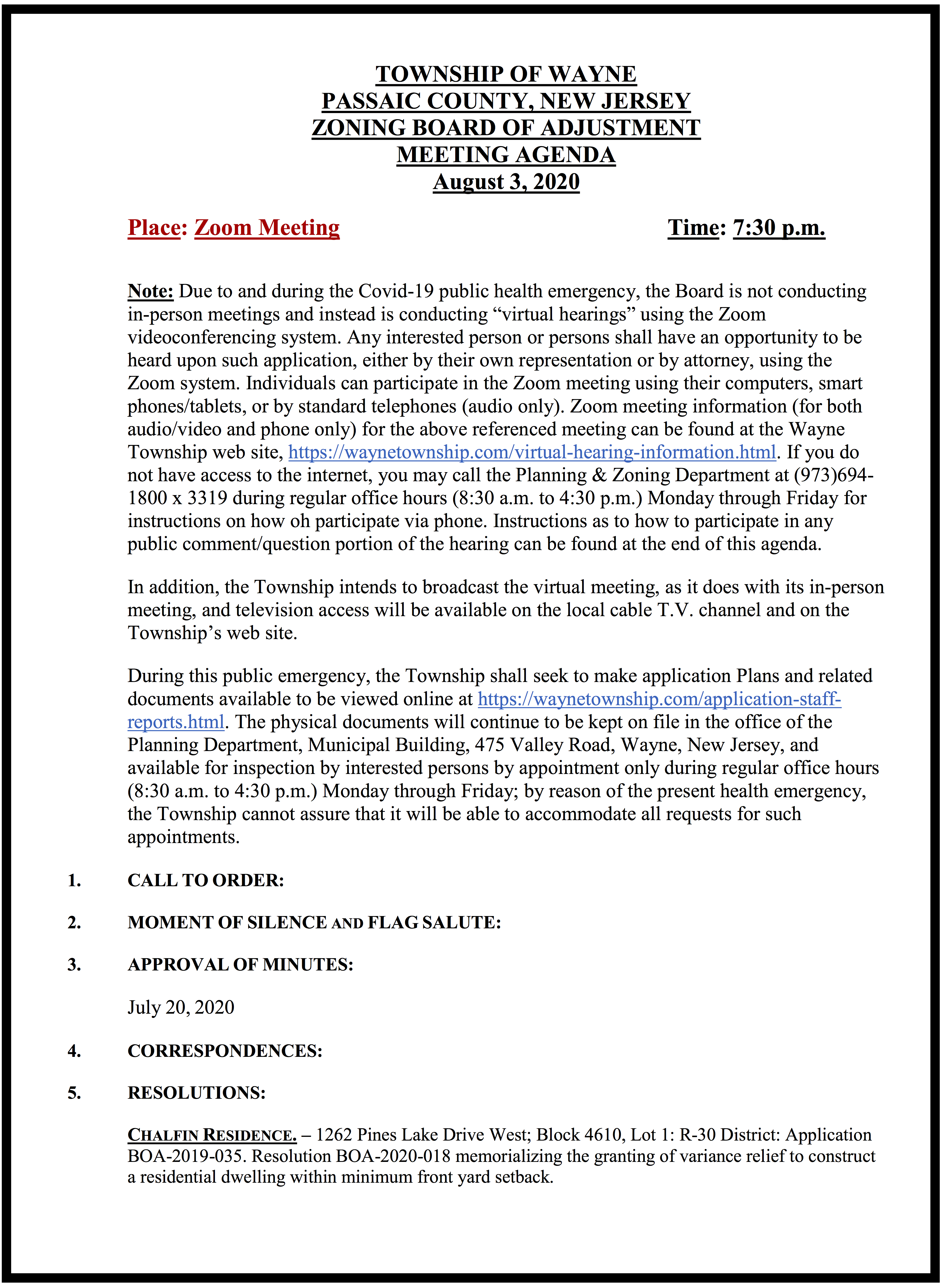 Special Aug 3 Zoning Board Meeting Announcement and Agenda TAPinto