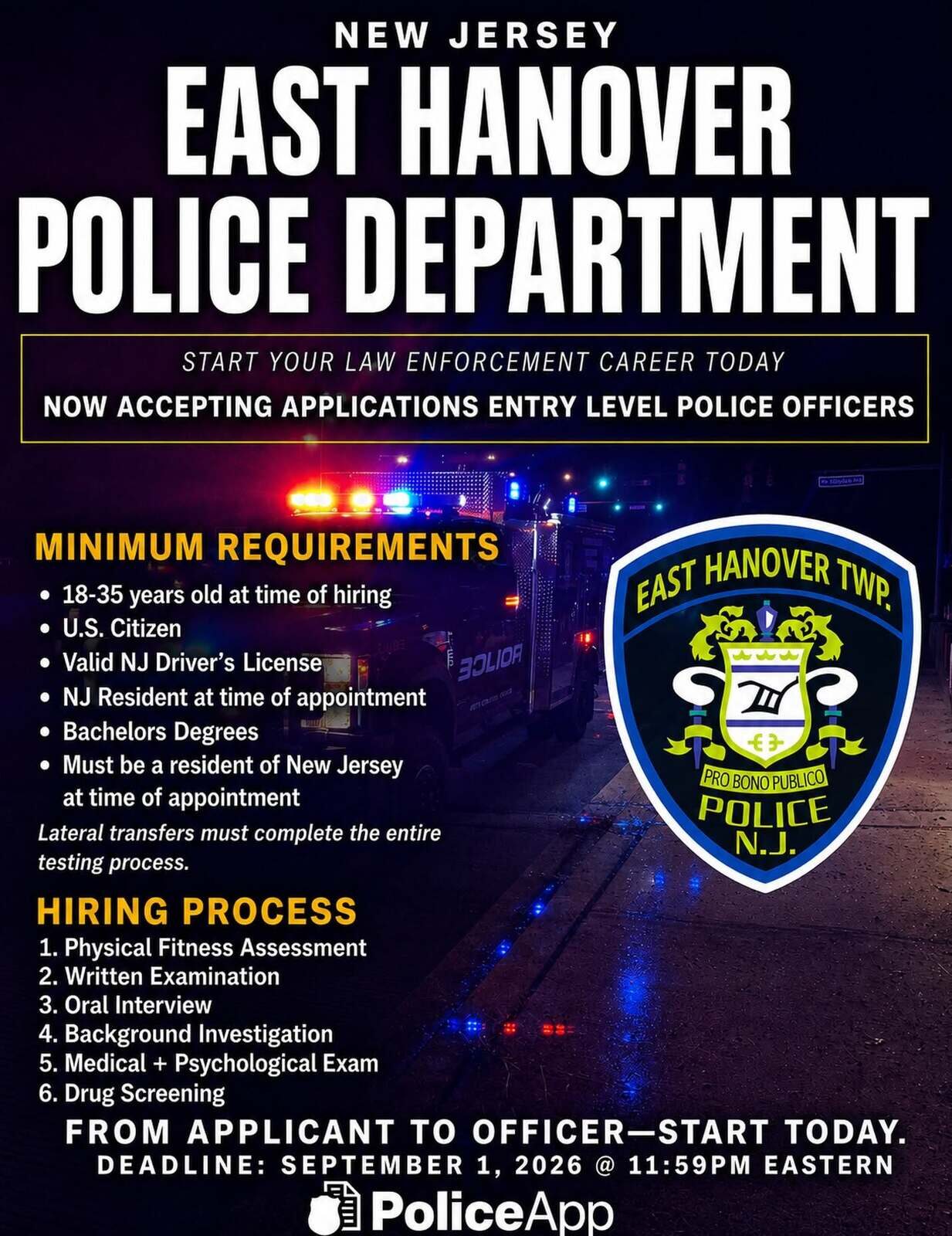 The Time is Now to Begin a Career as an East Hanover Police