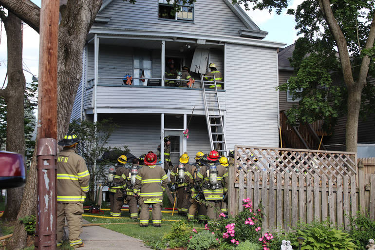 Hawthorne Fire Department Battled House Fire on Lafayette Avenue Sunday