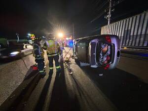 Carousel image 147756fe3a3d65d48588 2024 overturned car on route 17 thurs sept 19