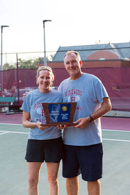 Carousel image 5c8f90739c3be63ad6fc 2025 coach deirdre tobin with assistant coach bob currier and award