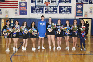 Carousel image 9ad72bfb25a712cbd94f 2025 wood ridge boys basketball senior night 1 player 8 cheerleaders 1 bookkeeper