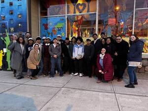 Carousel image ad0b41781e72b263c6d1 2025 students and community partners in front of artwork at costa chica