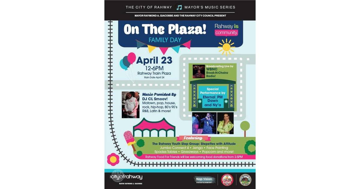 Today in Rahway Park Cleanup and Family Day at Train Station Plaza