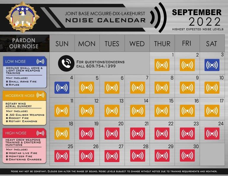 Pardon Our Noise: JBMDL Releases September Noise Calendar | Bordentown, NJ  News TAPinto