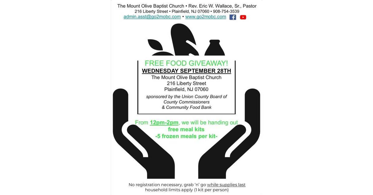 Free Food Giveaway at The Mount Olive Baptist Church in Plainfield Sept