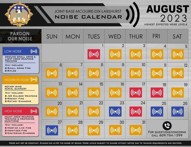 Pardon Our Noise: JBMDL Releases August 2023 Noise Calendar | Bordentown,  NJ News TAPinto