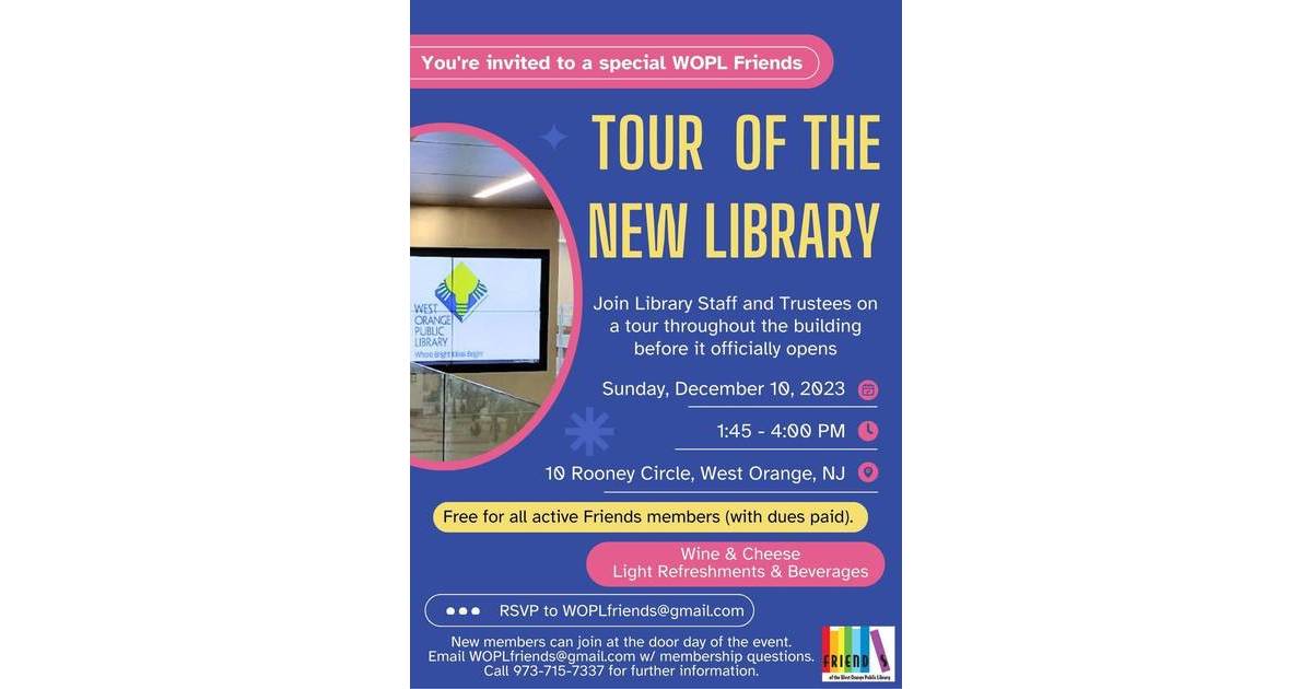 West Orange Library Will Open Monday, Dec. 11 West Orange, NJ News