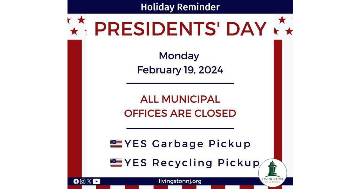 Garbage and Recycling Reminders for Presidents' Day in Livingston