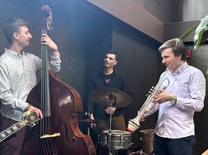 Carousel image 87cdcfaafc767ac92e7a 4 5 25 liam sutcliffe trumpet j taylor leach on drums graham kozak on bass